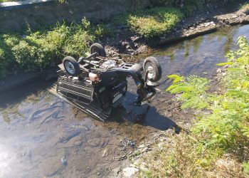 Sepeda Motor Roda 3 Viar Nyemplung Sungai Winongo, Pensiunan Patah Kaki