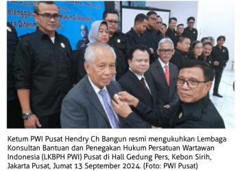 LKBPH PWI Pusat Resmi Dikukuhkan oleh Ketua Umum PWI Pusat Hendry Ch Bangun