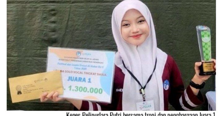 Darah Seni Mengalir Deras, Kenes Pelipurlara Putri Sabet Juara 1 Solo Vocal FELKA Tingkat Nasional