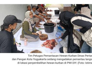 PWI DIY Sembelih 10 Domba, Petugas Pemantauan Hewan Kurban Menyatakan, Daging Memenuhi Kriteria ASUH