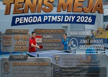 Pengda PTMSI DIY siap menggelar Kejurda Tenis Meja 2026. Ini Jadwalnya!